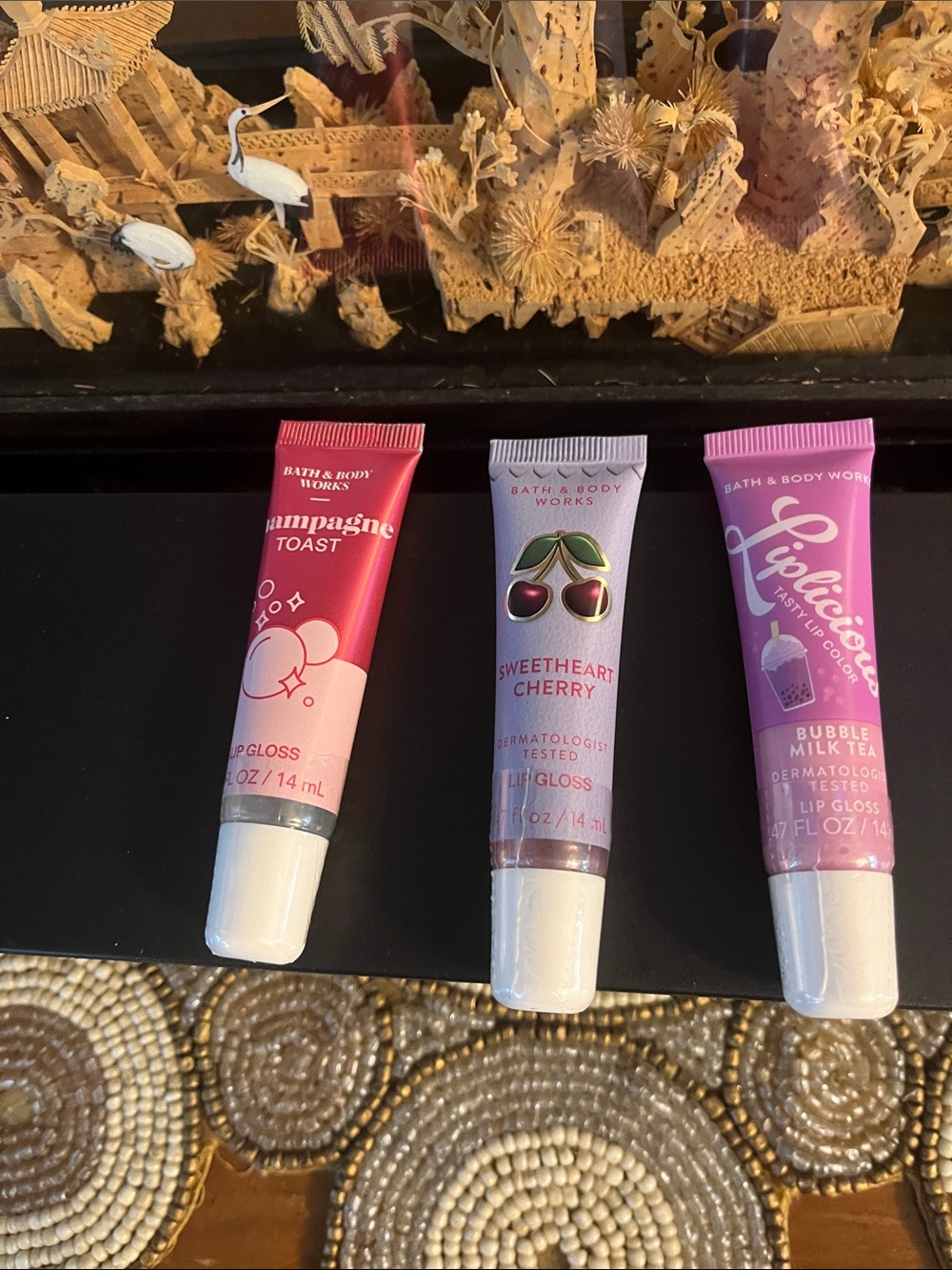 Bath & Body Works Lip Gloss Trio — Pink, Light Pink, Purple